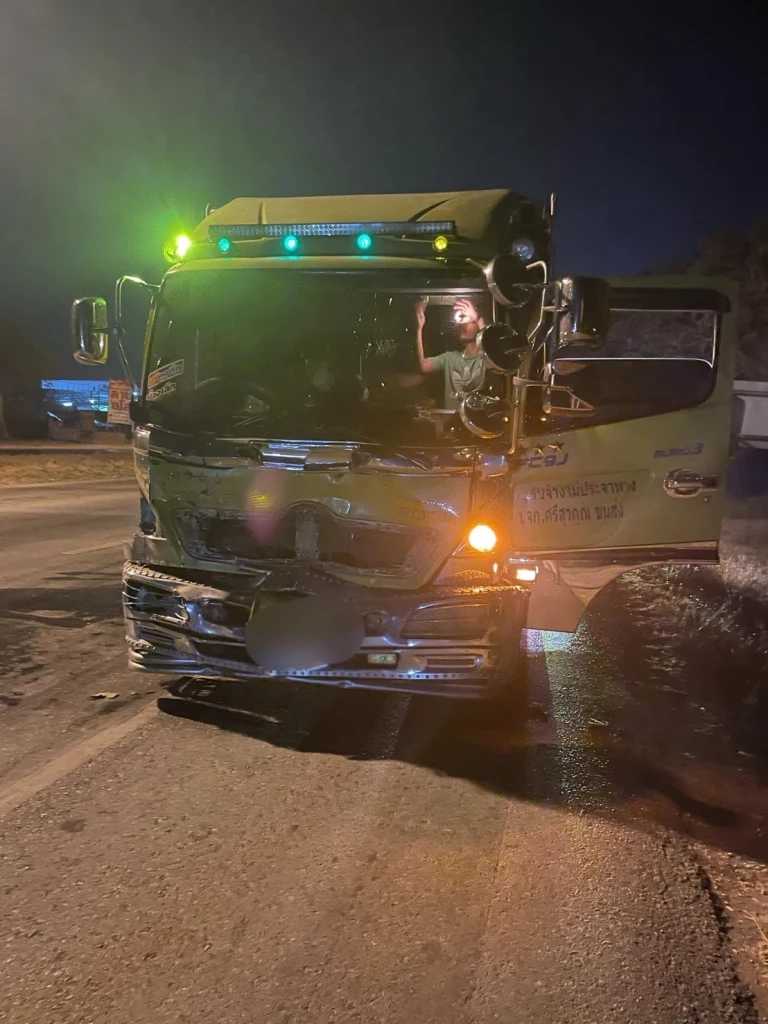 กล้องหน้ารถจับภาพนาทีช็อก! รถบรรทุกพุ่งชนควายตาย 4 ตัวกลางดึก