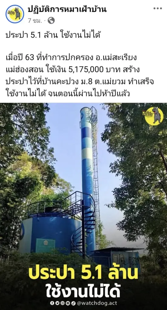 นายอำเภอแม่สะเรียง ตรวจสอบประปาหมู่บ้านสร้างเสร็จใช้งานไม่ได้