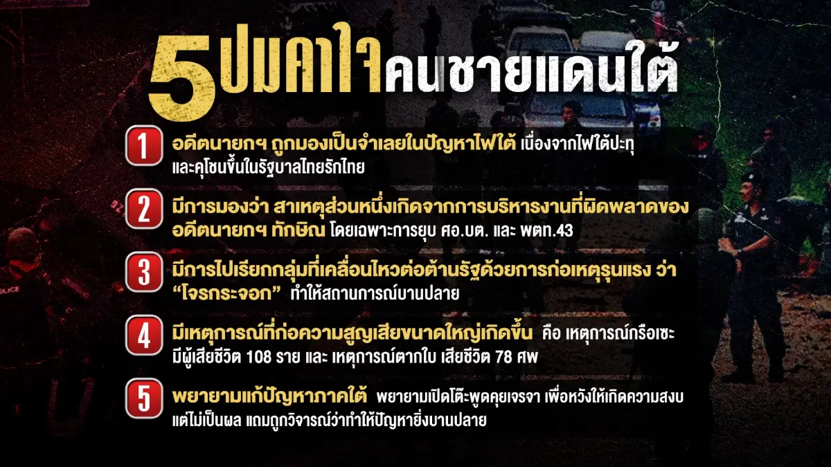 "ทักษิณ" ลุยชายแดนใต้! เคลียร์ 5 ประเด็นร้อน คาใจคนพื้นที่