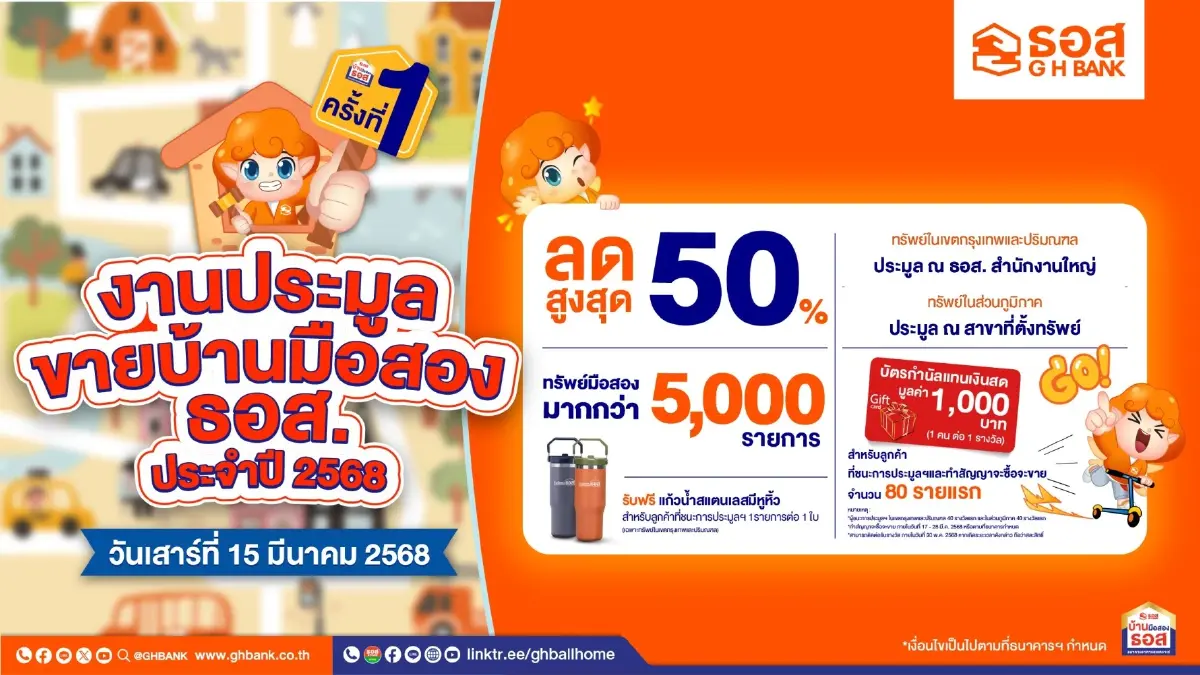ธอส. หนุนคนไทยมีบ้านเปิดประมูลบ้านมือสองลดสูงสุด 50%
