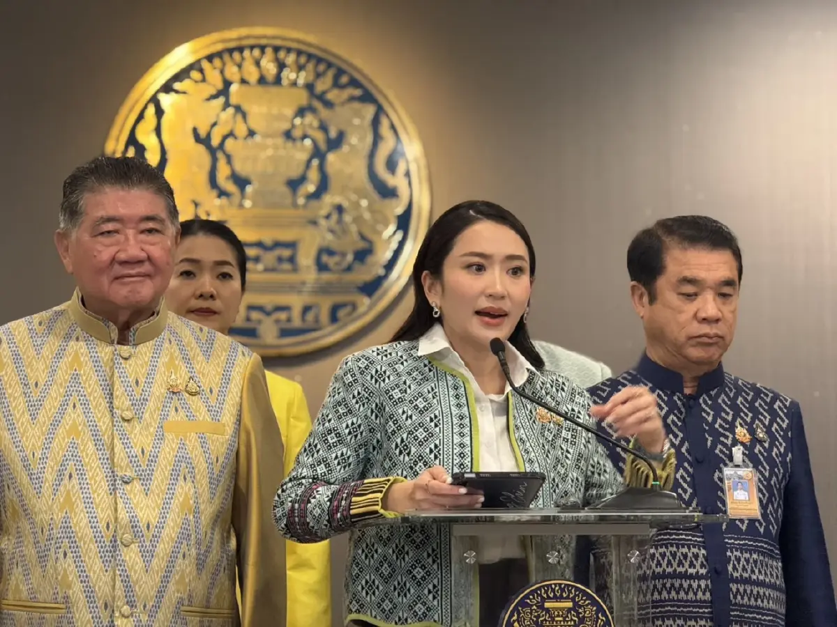 "แพทองธาร ชินวัตร" นายกรัฐมนตรี แถลงภายหลังการประชุมคณะรัฐมนตรี