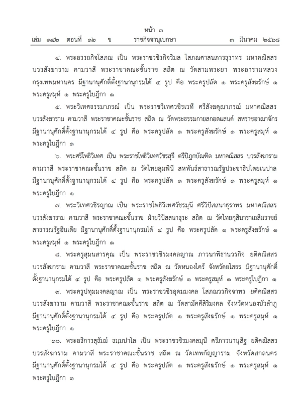โปรด พระราชทานสัญญาบัตร "ตั้งสมณศักดิ์" พระราชาคณะ จำนวน 23  รูป