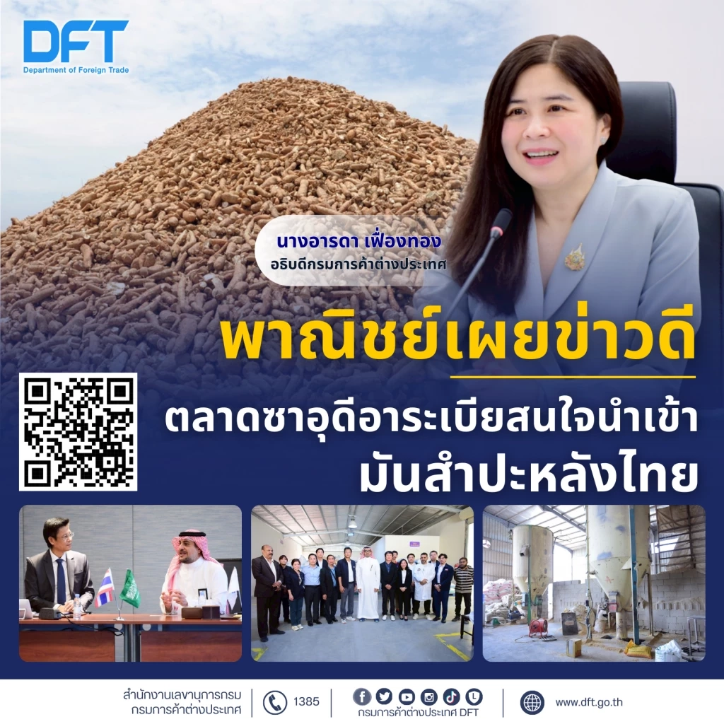 ข่าวดี ซาอุดีอาระเบียสั่งมันสำปะหลังไทยล็อตแรก 2 หมื่นตัน