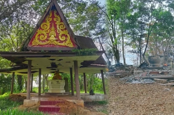  ศาลาตรีมุข บริเวณสามเหลี่ยมมรกต ใกล้ช่องบก อ.น้ำยืน จ.อุบลราชธานี