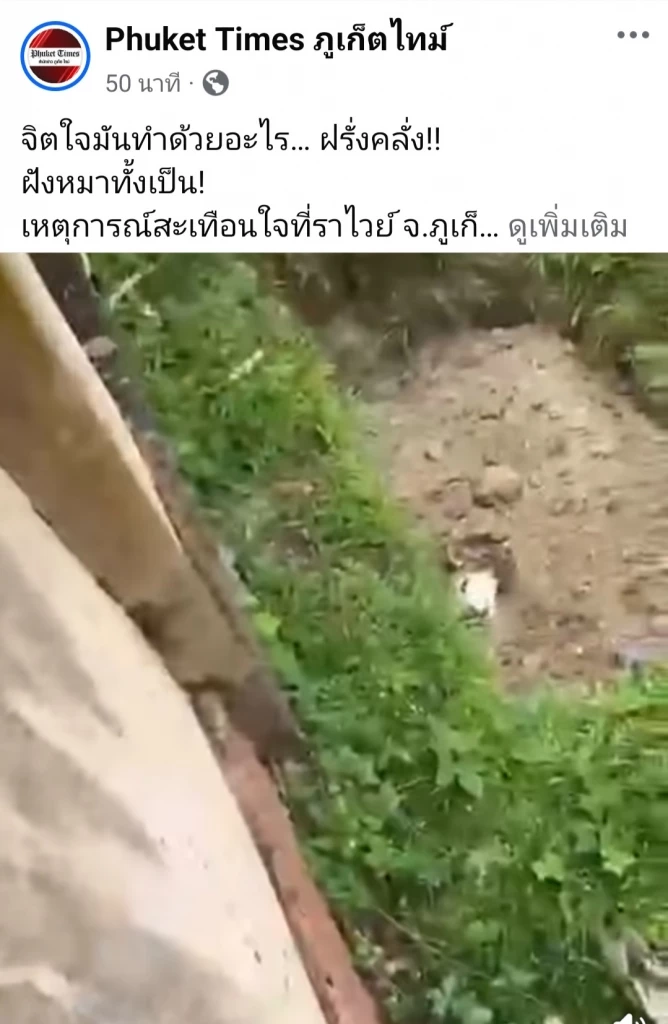 ใจร้าย! ฝรั่งฝังสุนัขทั้งเป็น โผล่หัวร้องขอความช่วยเหลือ