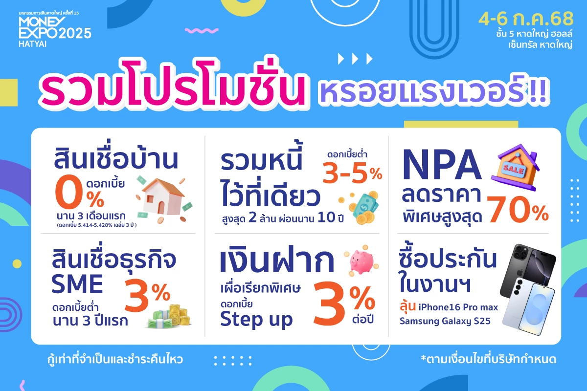 MONEY EXPO บุกภาคใต้ \'ขนทัพแบงก์-นอนแบงก์\' อัดโปรแรงหนุนเศรษฐกิจ