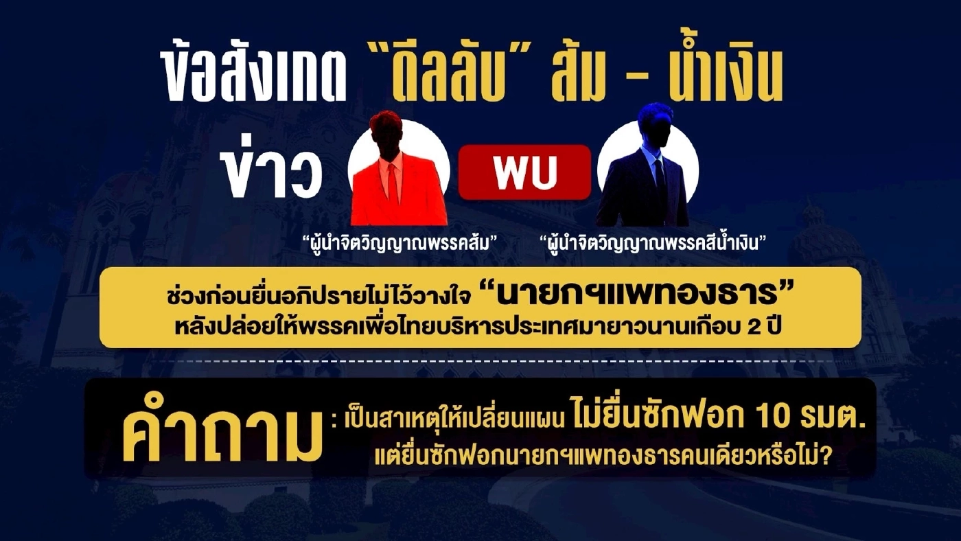 ข้อสังเกต “ดีลลับ” ส้ม – น้ำเงิน กับคำถามพรรคส้มจุดยืนอยู่ตรงไหน