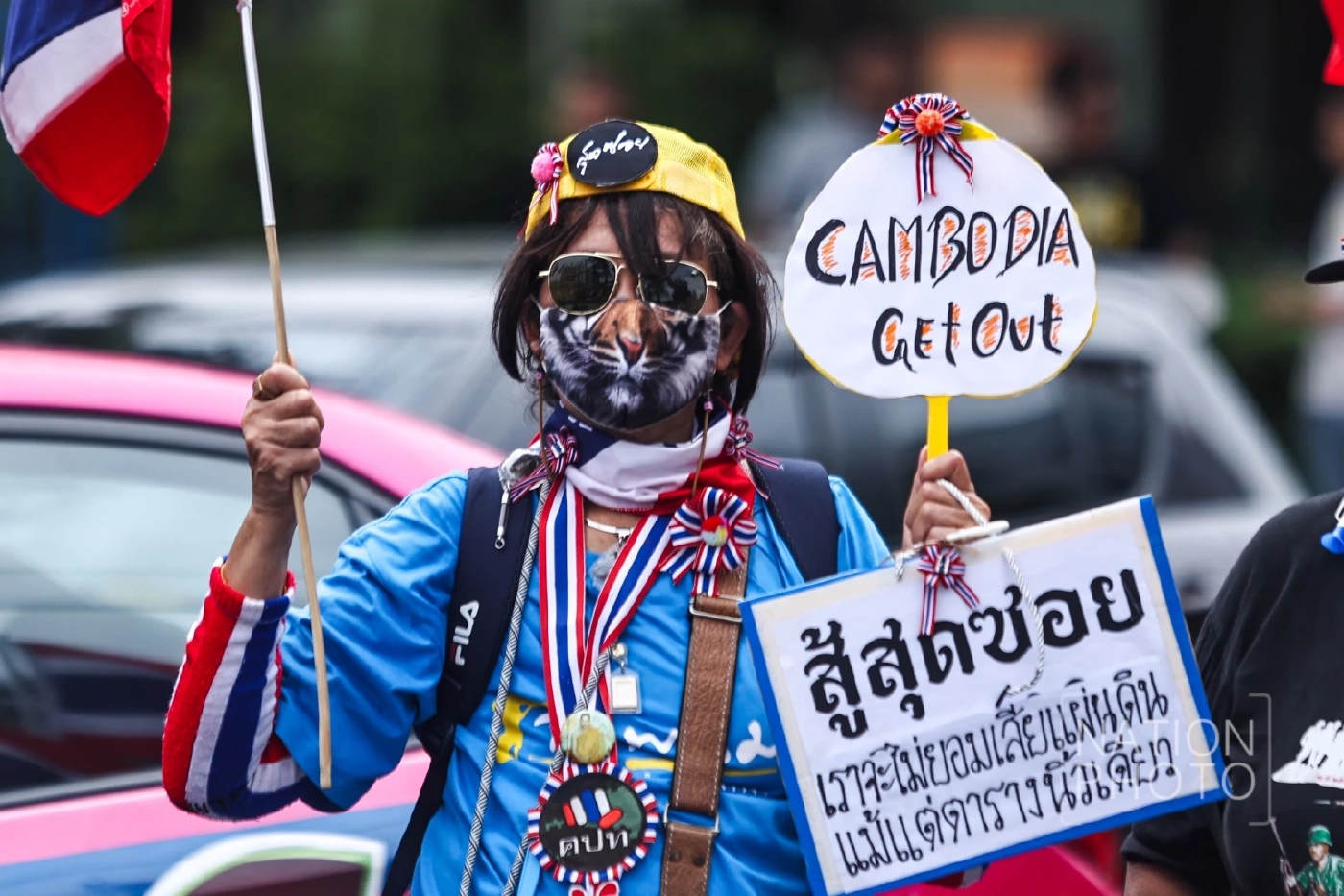 ผู้ชุมนุมแสดงพลังหน้าสถานทูตฯ จี้ รัฐบาลประณามกัมพูชา