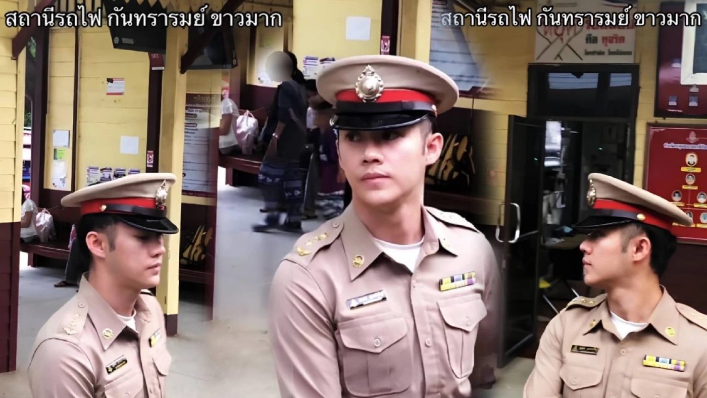 สาวๆกรี๊ดสลบ! โซเชียลแทบแตก "นายสถานีรถไฟกันทรารมย์" หล่อมาก