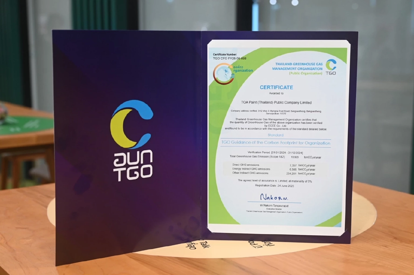 TOA มุ่งสู่ Net Zero! ผ่านการรับรอง CFO ปีที่ 6 ตอกย้ำผู้นำ GREEN MISSION