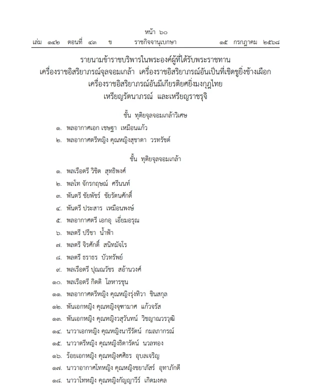 โปรดเกล้าฯ \"เครื่องราชฯจุลจอมเกล้า\" และเครื่องราชฯหลายชั้นตรา 490 ราย