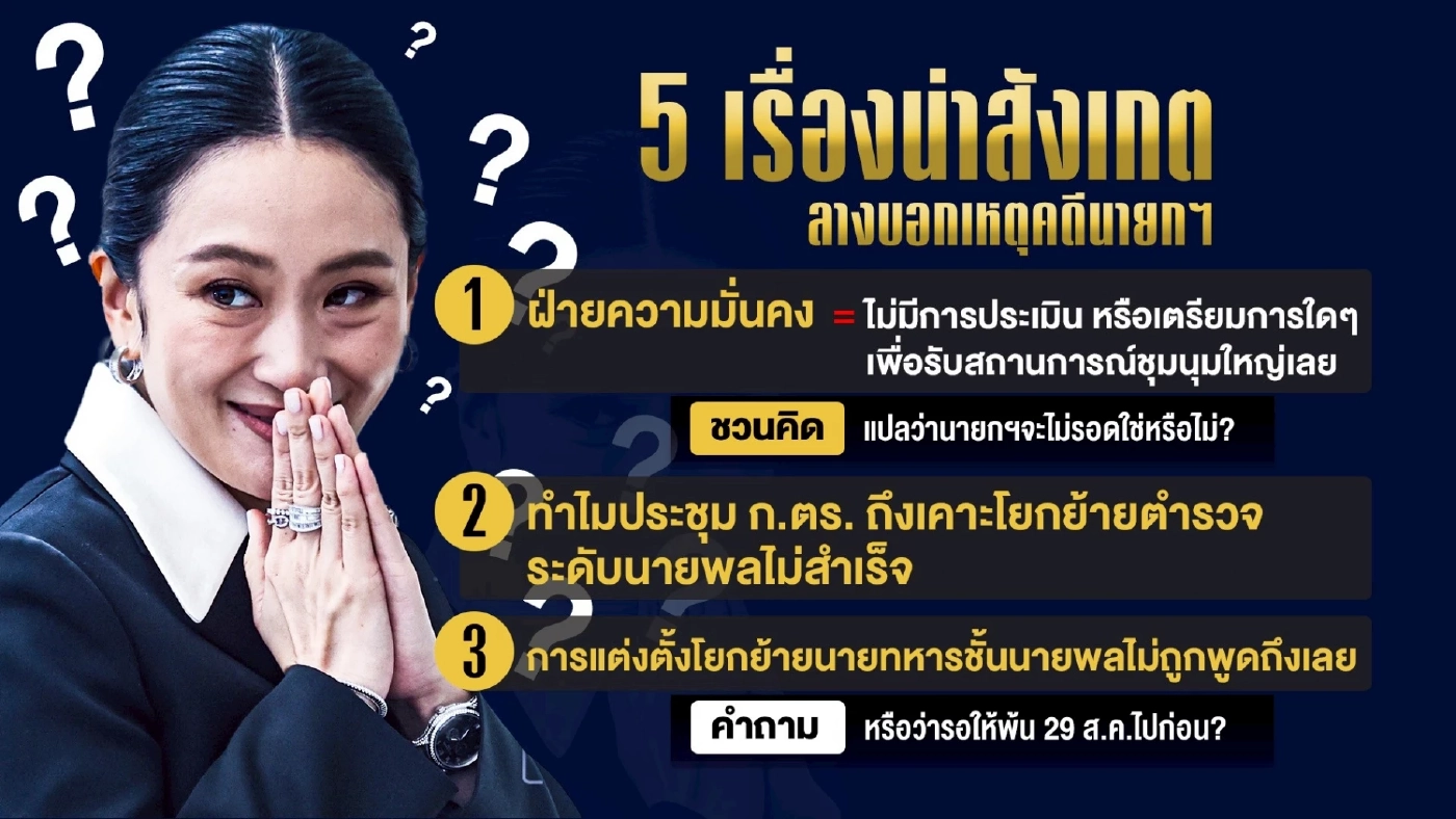 5 เรื่องน่าสังเกต : ลางบอกเหตุคดีนายกฯ ลุ้น "ร่วง" หรือ "รอด"
