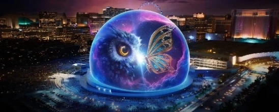 เอฟเฟกต์กราฟิกหลากสีสันช่วงค่ำคืน เมื่อ Sphere กลายเป็นแลนด์มาร์กแห่งใหม่บน Las Vegas Strip