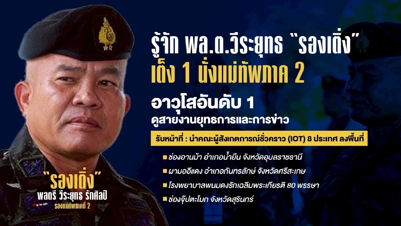 รู้จัก พลตรี วีระยุทธ “รองเติ่ง” เต็ง 1 นั่งแม่ทัพภาค 2