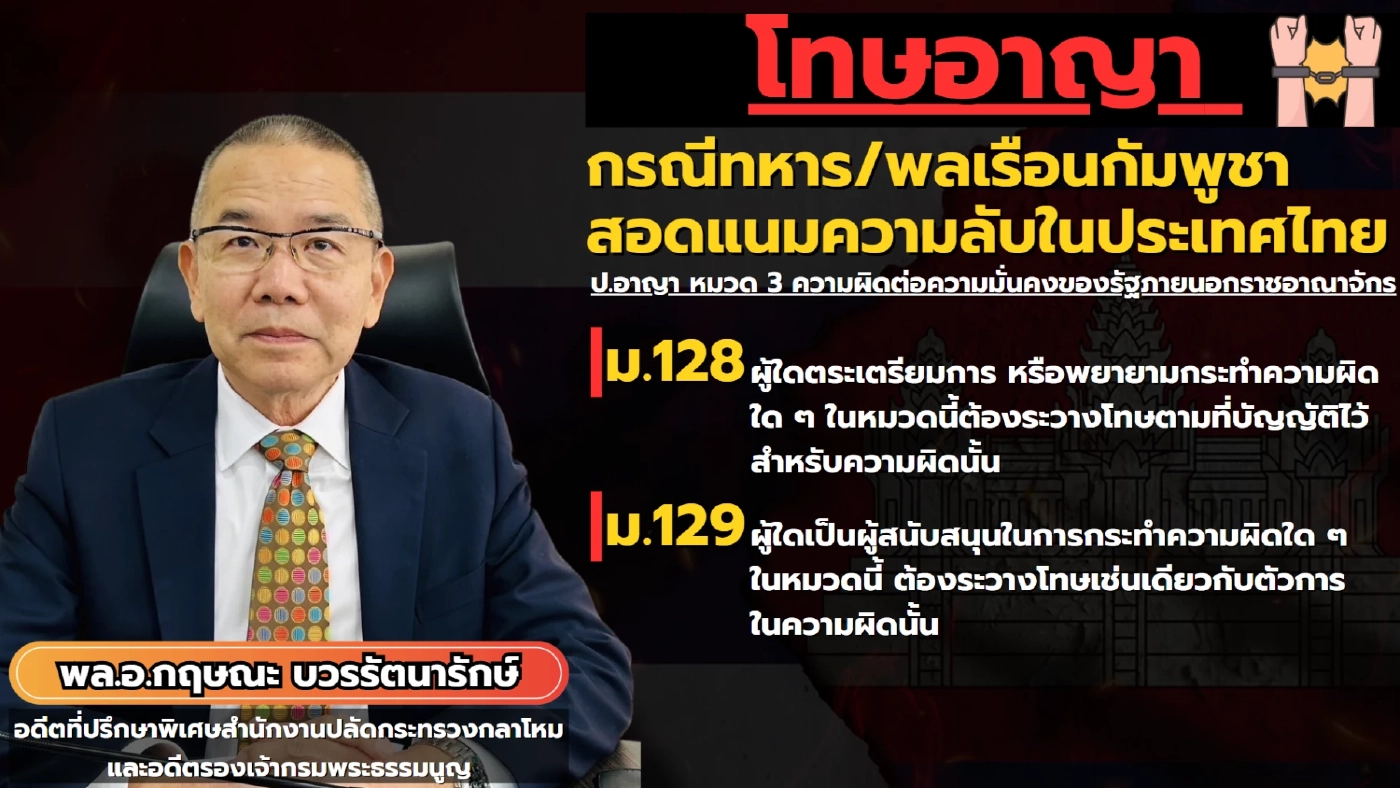 เปิดข้อกฎหมาย เป็นสายลับสอดแนมข้อมูลทางทหาร จะโดนอะไรบ้าง