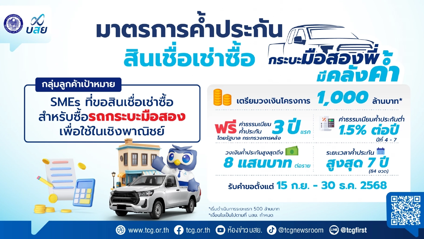 บสย. ส่งมาตรการ 'กระบะ (มือสอง) พี่ มีคลังค้ำ' หนุนเอสเอ็มอี