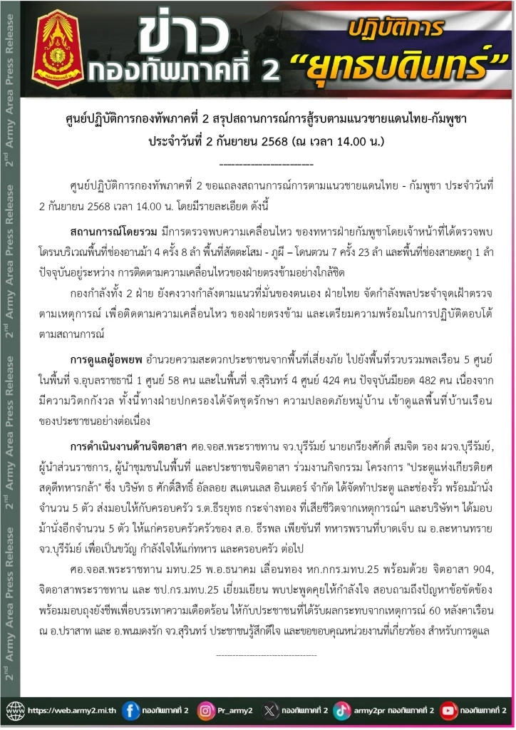 ทัพภาค 2 แฉ ทหารกัมพูชาบินโดรนก่อกวนไม่เลิก