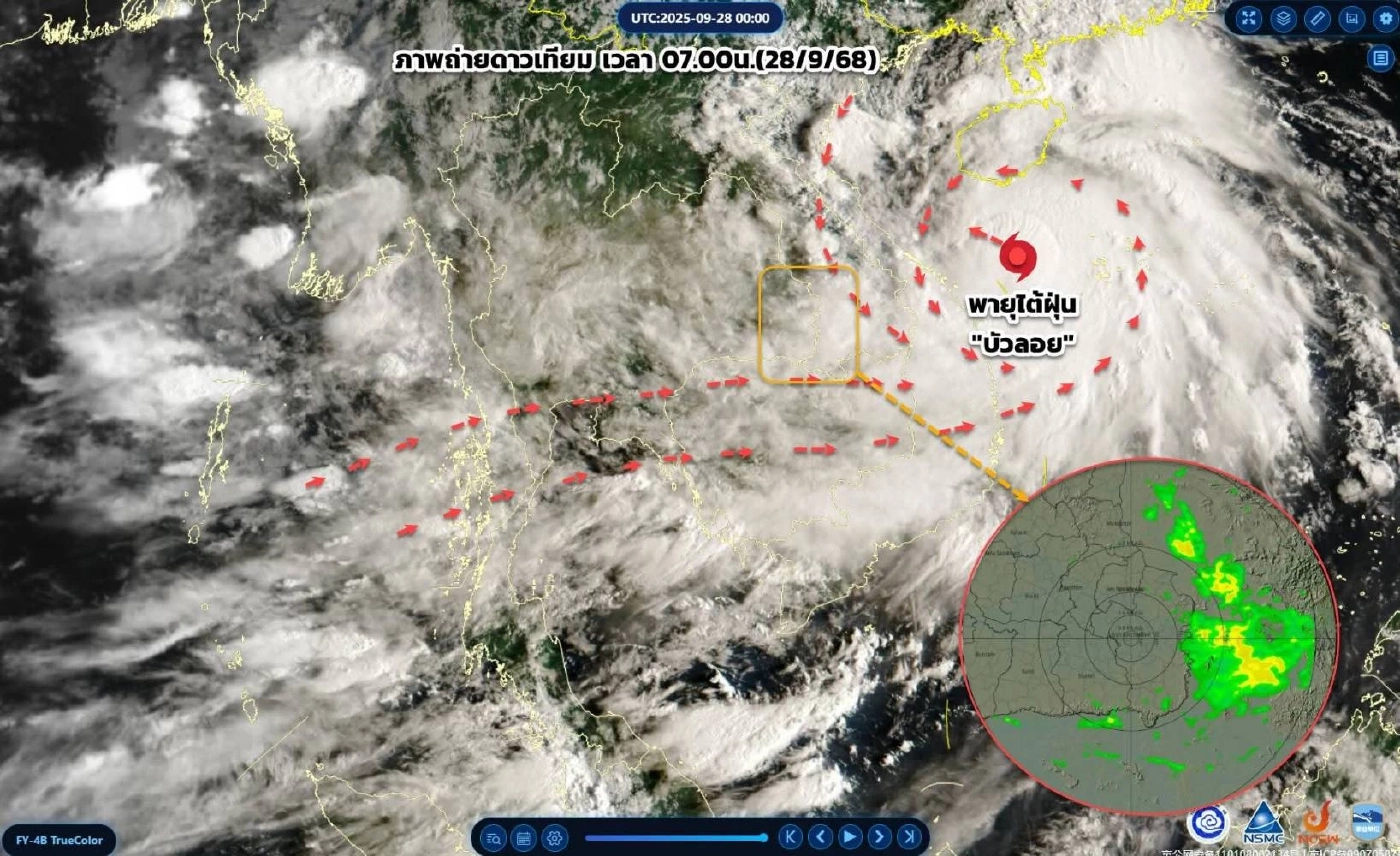 เตือน! "ไต้ฝุ่นบัวลอย" 28–30 ก.ย.นี้ เคลื่อนเข้าไทยแน่ เตรียมเจอฝนตก