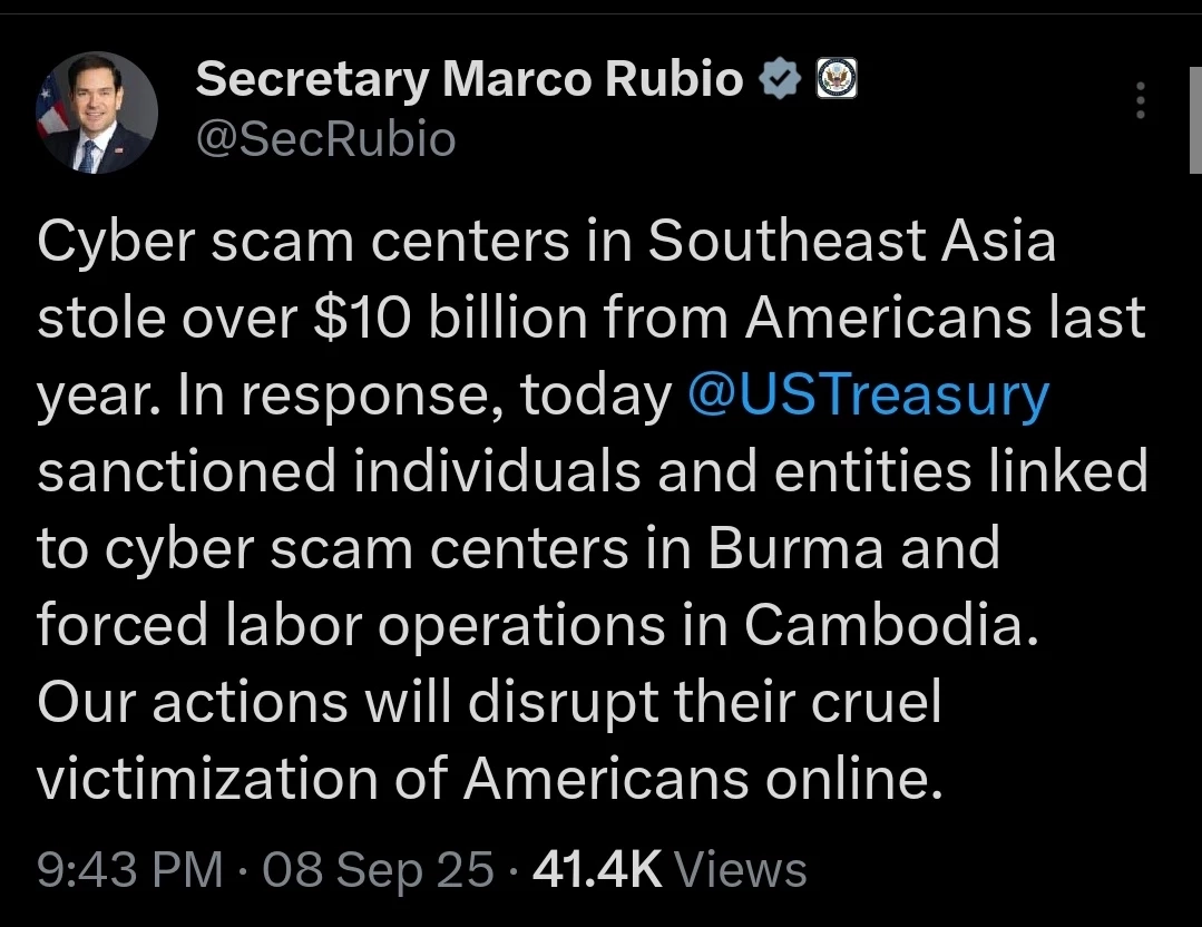 สหรัฐฯ คว่ำบาตรบุคคล - บริษัทใน "เมียนมา - กัมพูชา" เบื้องหลังสแกมเมอร์