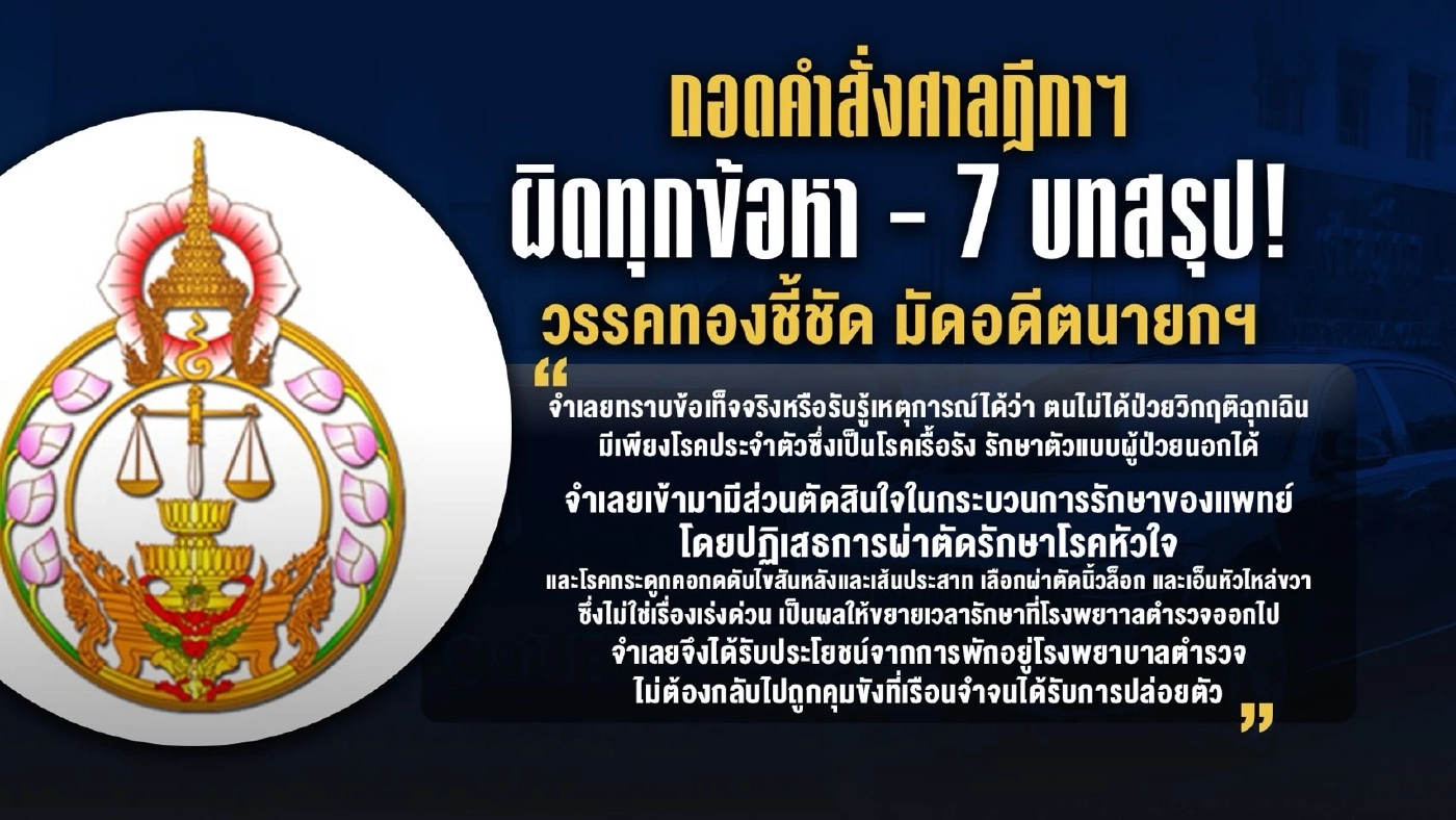 ถอดคำสั่งศาลฎีกาฯ ผิดทุกข้อหา! กับ 7 บทสรุป! พลิกเกมสู่ทาง 2 แพร่ง