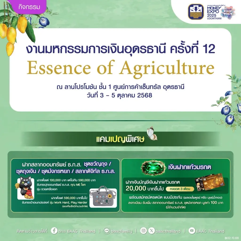 ธ.ก.ส. เปิดตัวเงินฝากทองชมพูนุช - ทองเนื้อเก้า Money Expo อุดรฯ