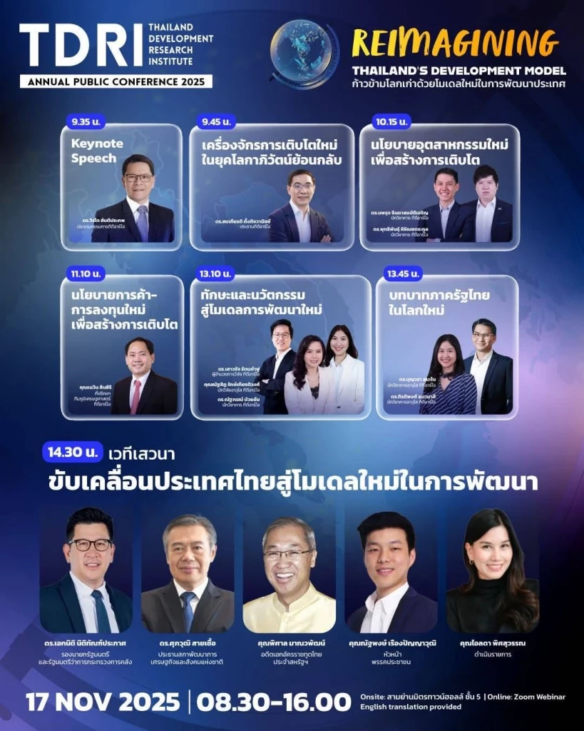 ทีดีอาร์ไอ ห่วงเศรษฐกิจโตช้า เสี่ยงเป็นประเทศที่ถูกลืม