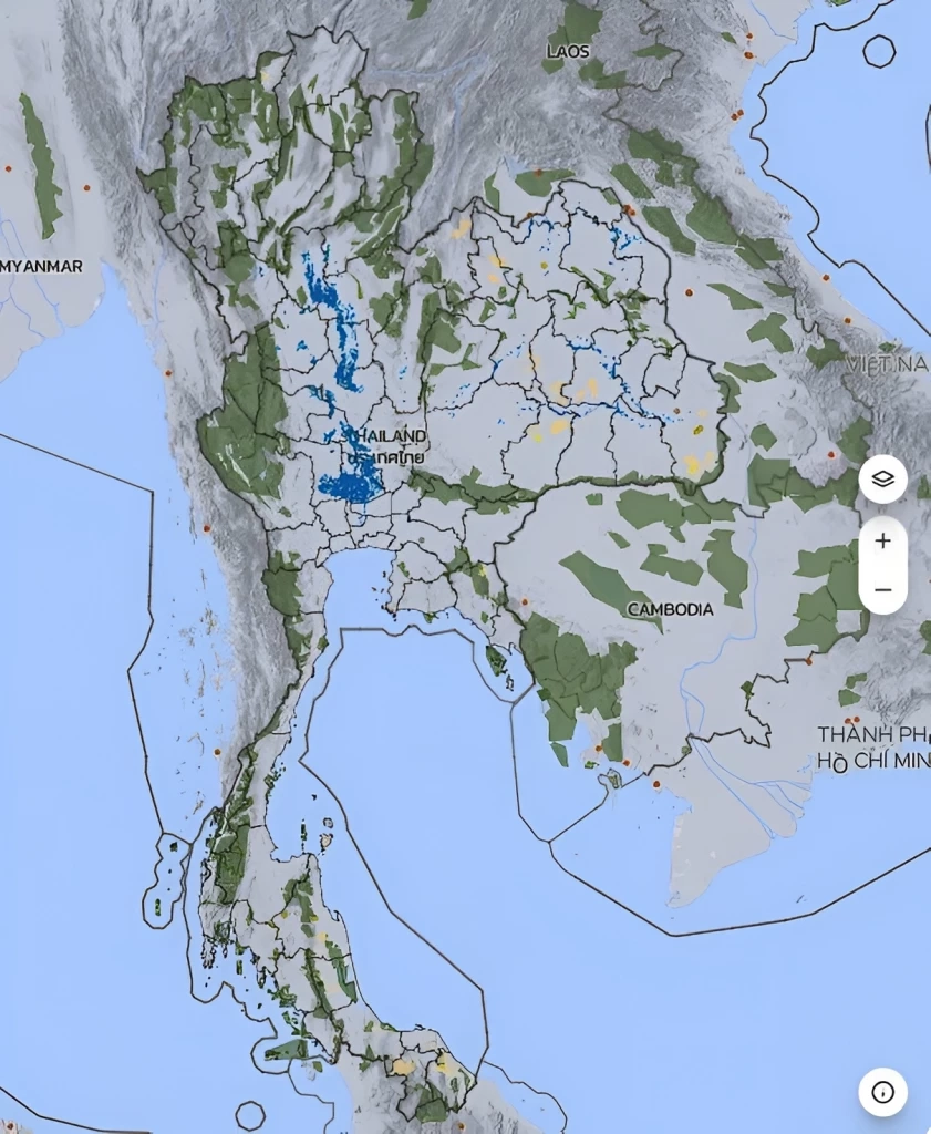 "Gistda" โชว์ภาพถ่ายดาวเทียม น้ำท่วม 17 จังหวัด กินเนื้อที่ 2.4 ล้านไร่ ความลึกไม่น้อยกว่า 50 ซม.