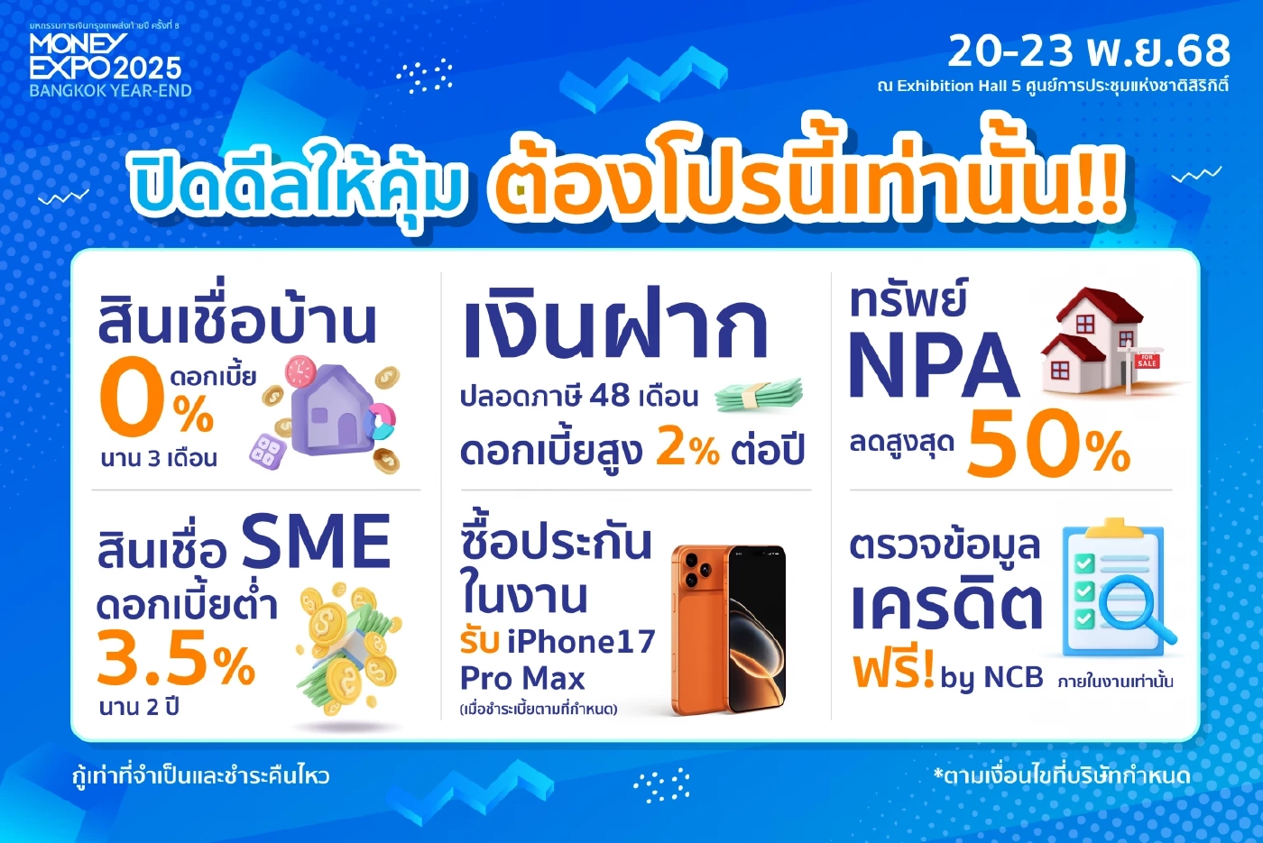 มหกรรมการเงินกรุงเทพ MONEY EXPO 2025 อัดโปรแรงส่งท้ายปี