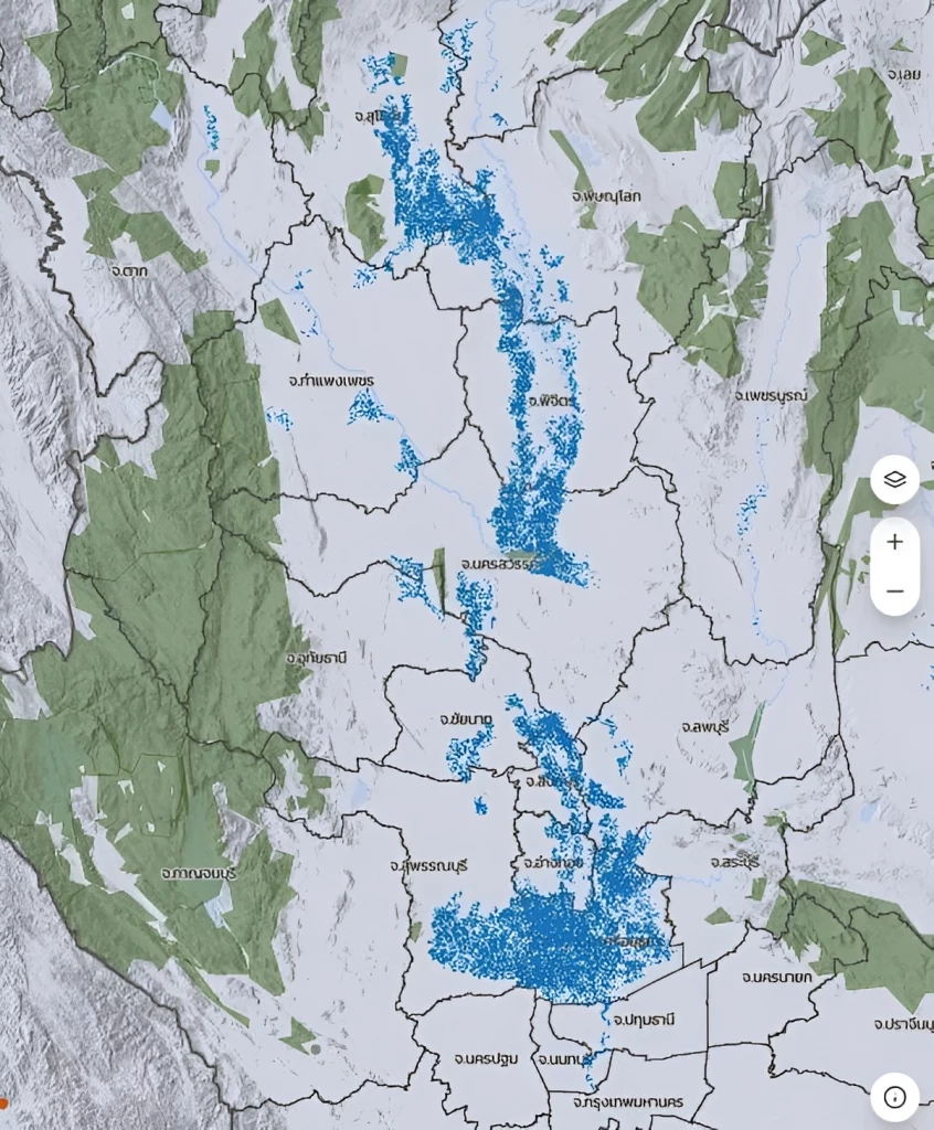 "Gistda" โชว์ภาพถ่ายดาวเทียม น้ำท่วม 17 จังหวัด กินเนื้อที่ 2.4 ล้านไร่ ความลึกไม่น้อยกว่า 50 ซม.