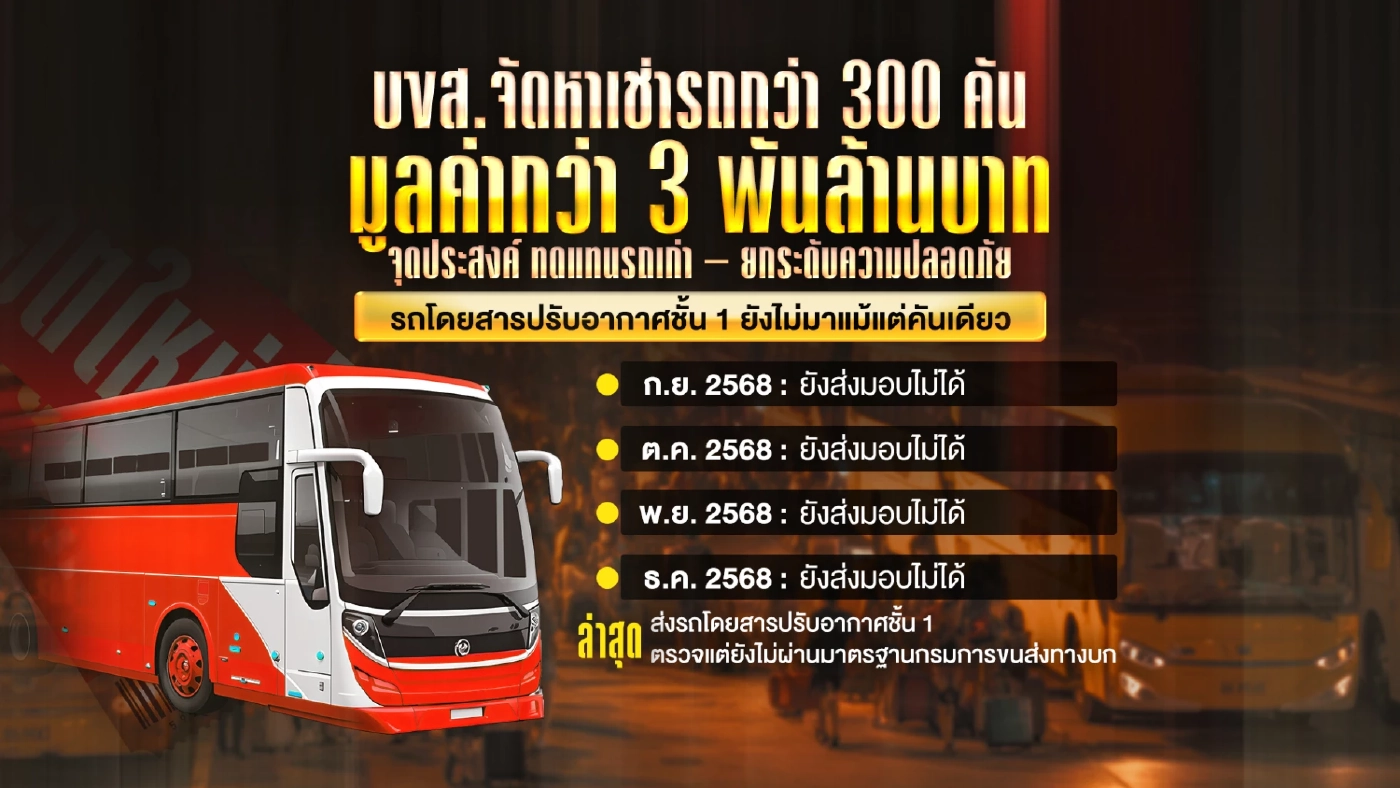 บขส. แจงปมเช่ารถบัส 311 คัน ส่งมอบล่าช้า-ยันต้องปลอดภัยสูงสุด