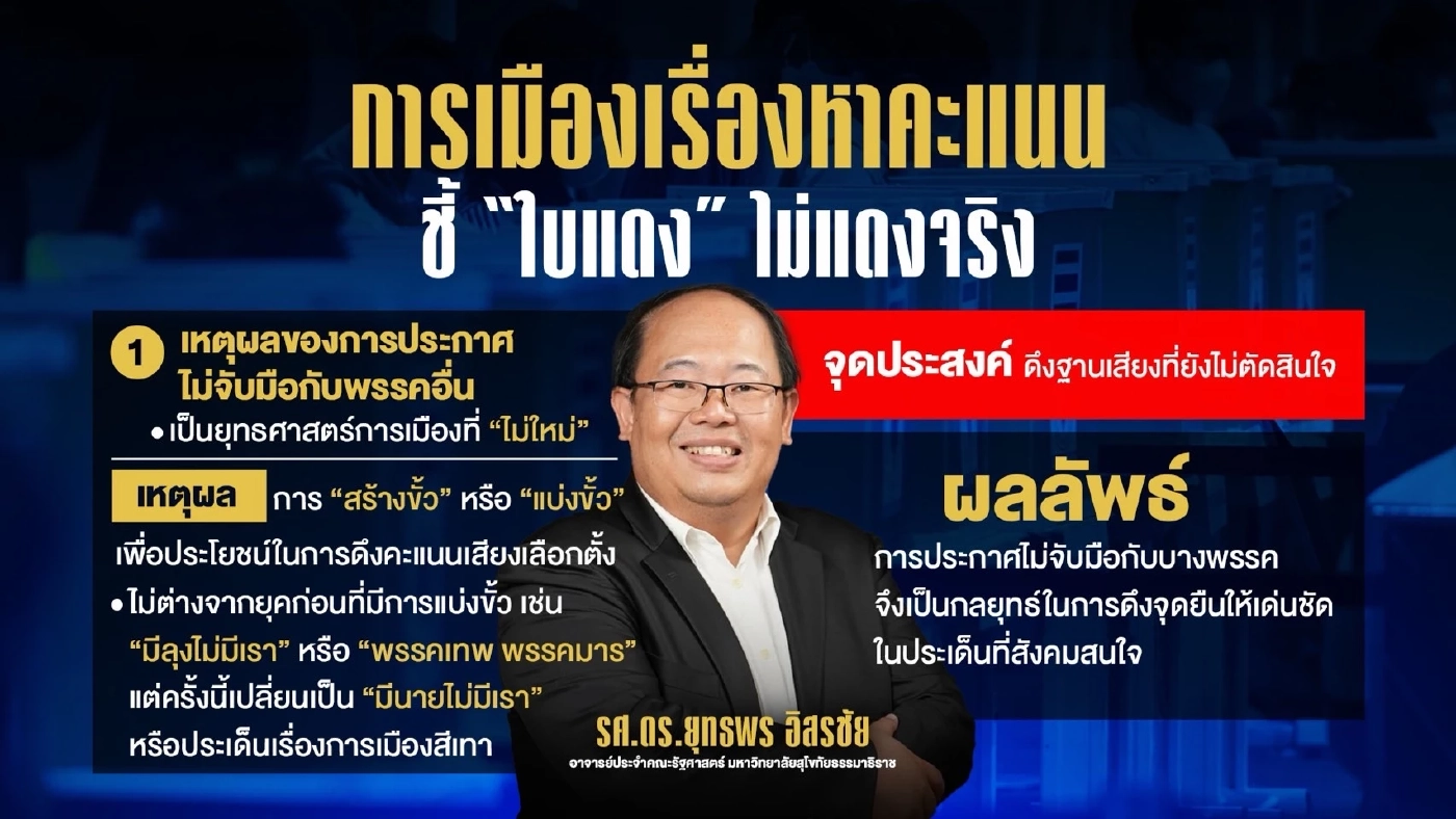 "ประกาศไม่จับมือกับพรรคอื่น" มีเราไม่มีนาย ชี้ "ใบแดง" ไม่แดงจริง