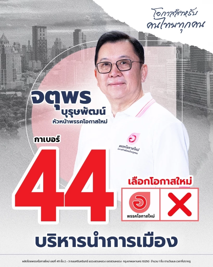 'จตุพร' นำทีมพรรค 'โอกาสใหม่' คว้าเบอร์ 44 ปาร์ตี้ลิสต์