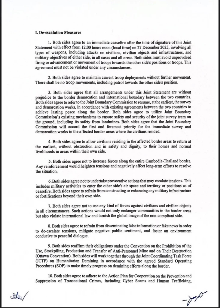 "หยุดยิงเที่ยงนี้" หลัง 72 ชั่วโมงหากไม่มีการต่อสู้ครั้งใหม่ ไทยจะปล่อยตัว 18 เชลยกัมพูชา