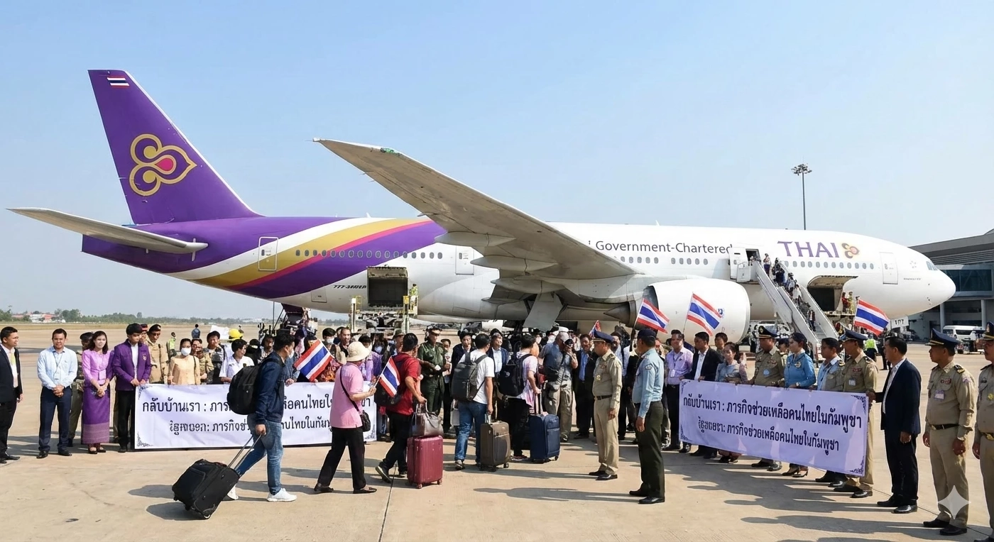 กต.เตรียมส่งเครื่องบิน ร่อนลงพนมเปญ รับคนไทยตกค้างปอยเปตกลับ