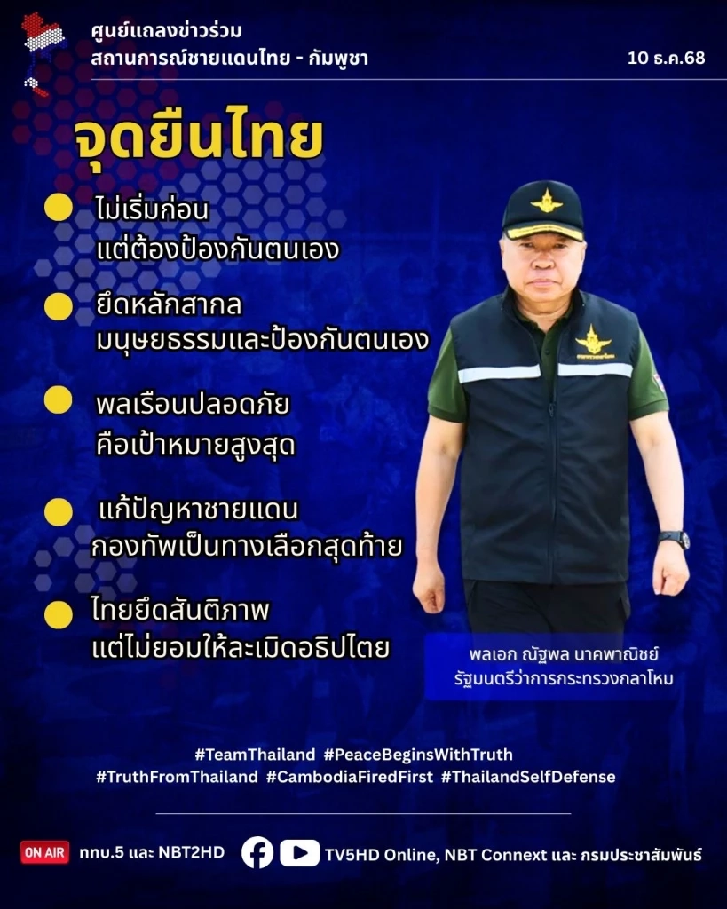 จุดยืนไทย 5 ข้อ หลังทรัมป์-อันวาร์ พยายามเจรจาหยุดยิงอีกครั้ง