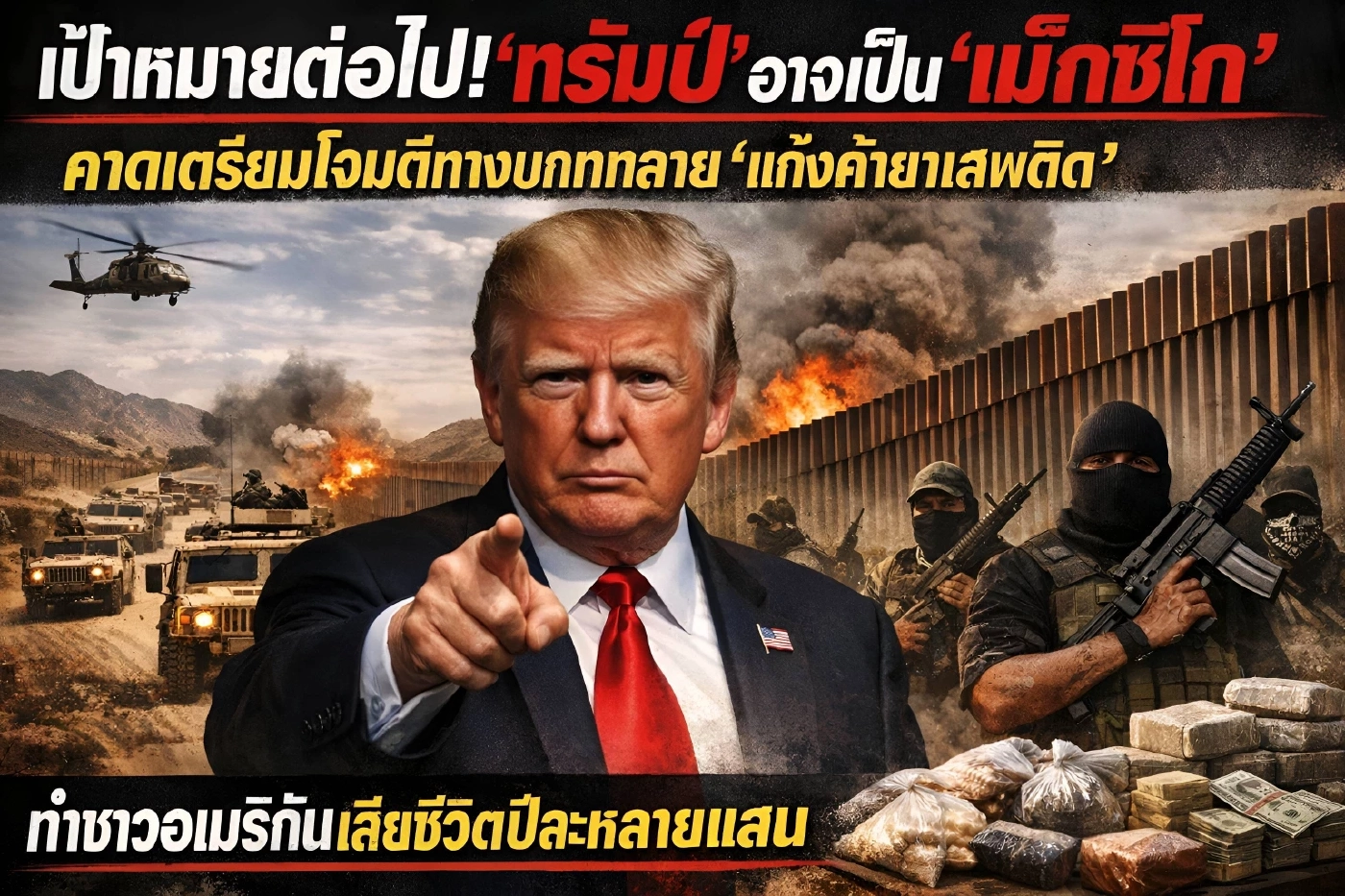 เป้าหมายต่อไป! "ทรัมป์" อาจเป็น "เม็กซิโก" คาดเตรียมโจมตีทางบกทลาย "แก๊งค้ายาเสพติด"