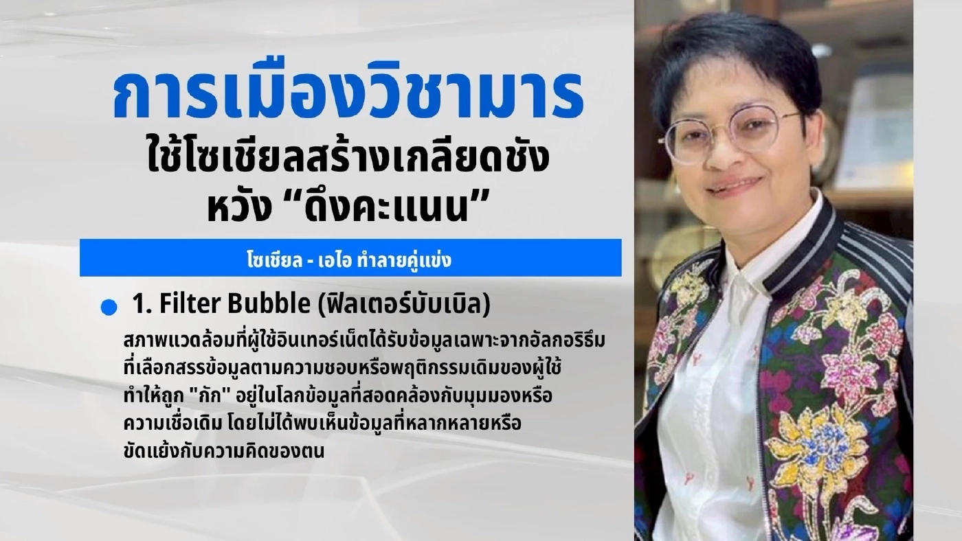 “ดร.ถวิลวดี” ชี้การเมืองวิชามาร เหลี่ยมการเมืองยุค AI : ใครจอมเฟค?