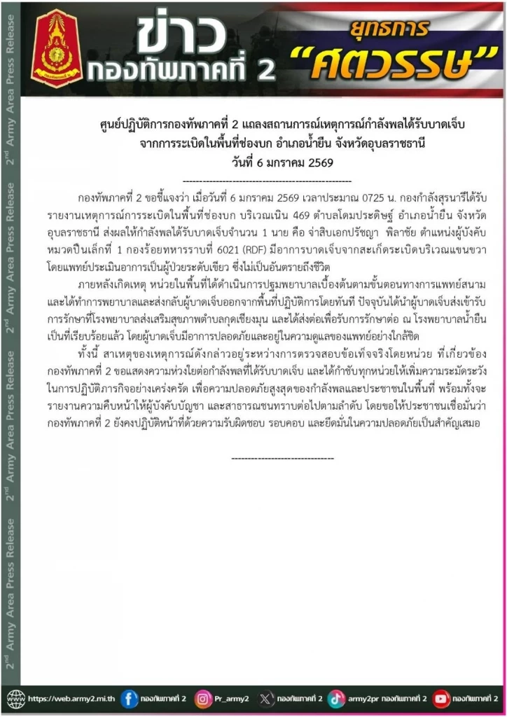 กัมพูชา อ้างไม่เจตนา ยิงปืน ค.ใส่ฝั่งไทย ทำทหารบาดเจ็บ