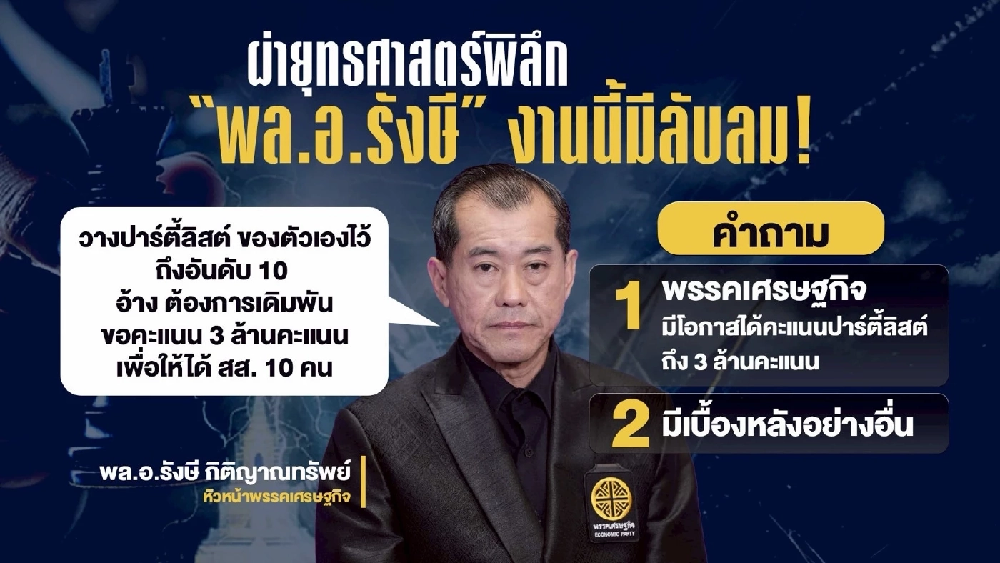 เทียบยุทธศาสตร์! "กังฟู" ขอ 3 แสนเข้าสภา - “พล.อ.รังษี" เดิมพัน 3 ล้านที่นั่งเบอร์ 10