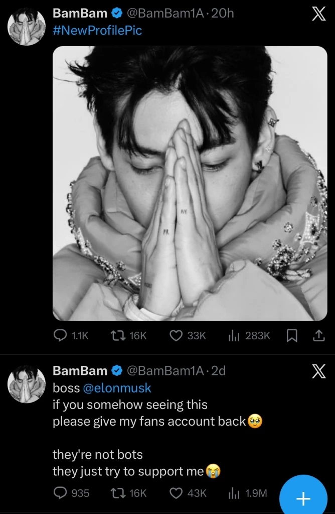 ตำนานบทใหม่! "แบมแบม" แท็กถาม "อีลอน มัสก์" ขอคืนแอ็กเคานต์แฟนคลับ