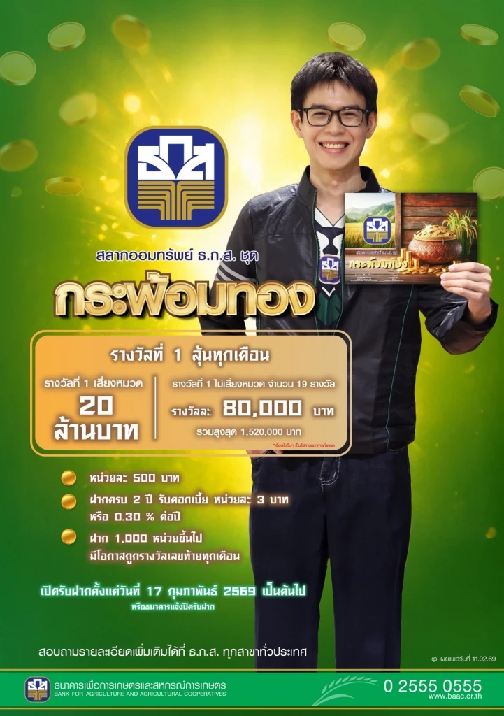 ธ.ก.ส. เปิดตัว 2 สลากออมทรัพย์ชุดใหม่ รับเทศกาลตรุษจีน