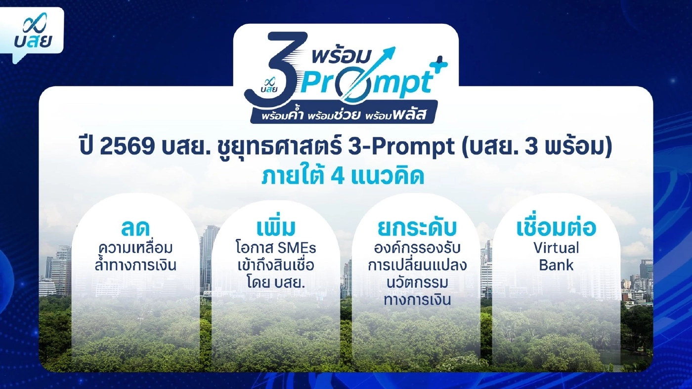 บสย. ชูยุทธศาสตร์“3-Prompt” ขยายโอกาส SMEs เข้าถึงสินเชื่อ
