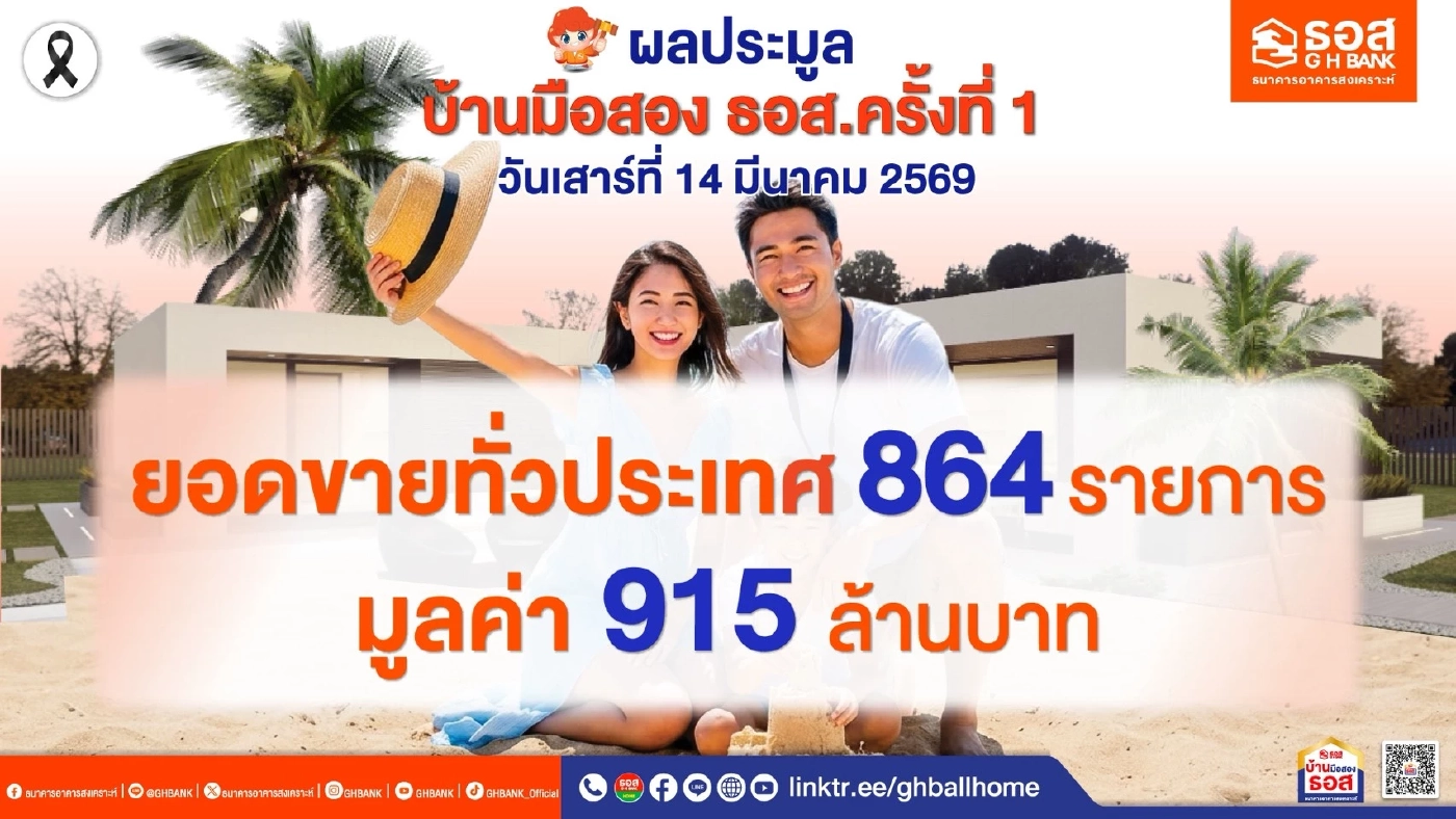 ประชาชนแห่ซื้อบ้านมือสอง ธอส. คึกคัก ปิดยอดประมูล 915 ล้าน