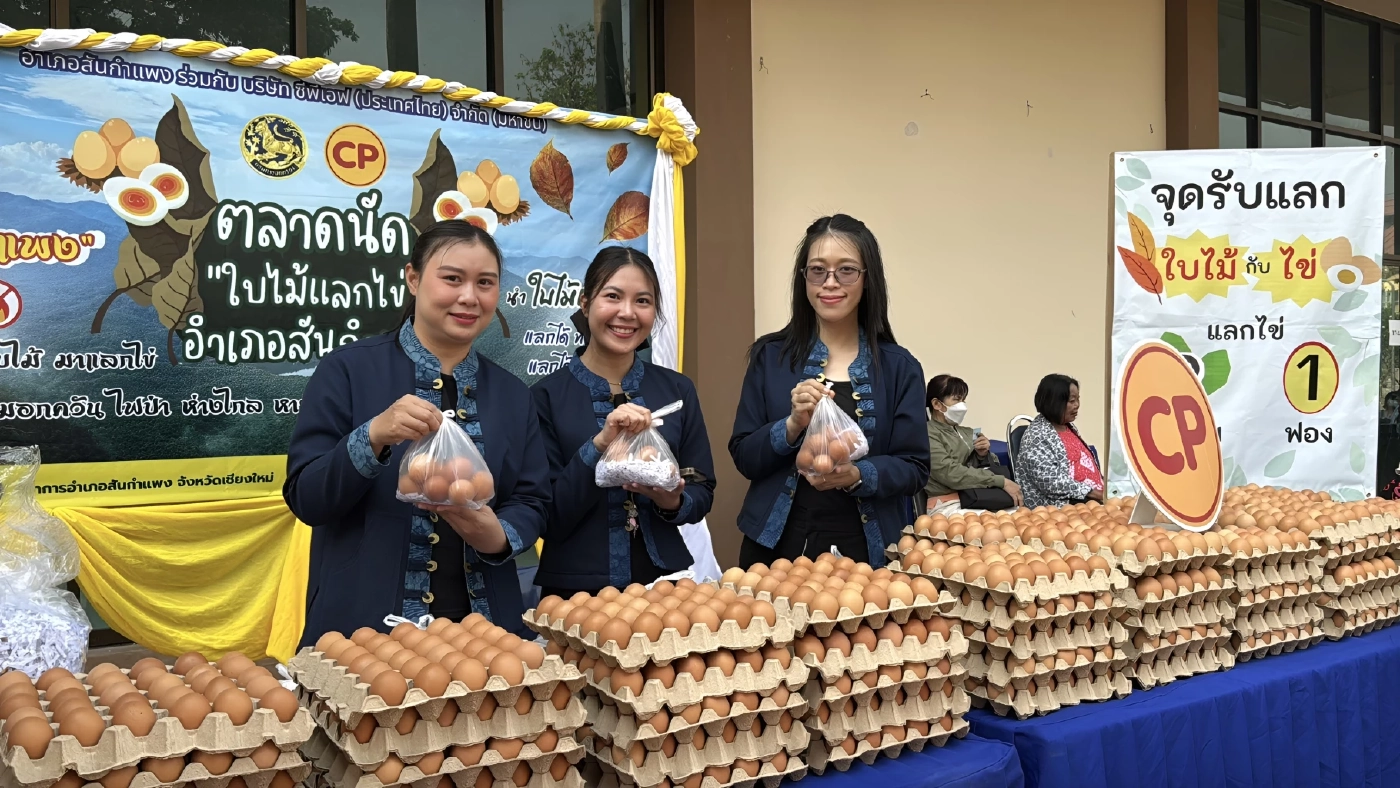 เชียงใหม่ไอเดียเจ๋ง! เปิดตลาดนัด "ใบไม้แลกไข่" สันกำแพงโมเดล สกัดเผาป่า-ลดค่าครองชีพสู้พิษเศรษฐกิจ