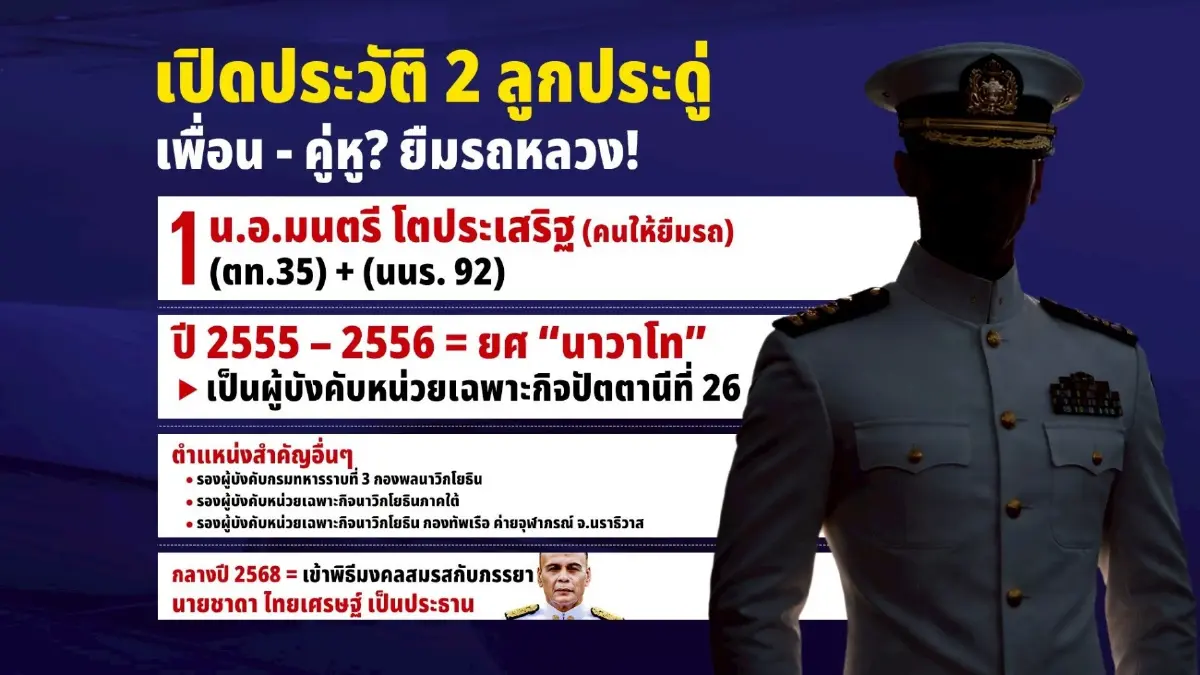 เปิดสัมพันธ์-โปร์ไฟล์ไม่ธรรมดา “น.อ.-ร.อ.” ทำไมถึงให้ยืมรถหลวง