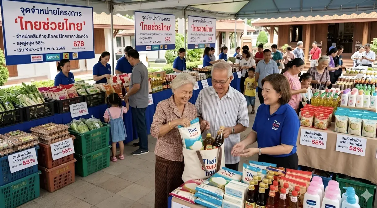ห้ามพลาด! "ไทยช่วยไทย" คิกออฟ 1 พ.ค.นี้ ทุกอำเภอทั่วไทย! สินค้าจำเป็นลดกระหน่ำสูงสุด 58%