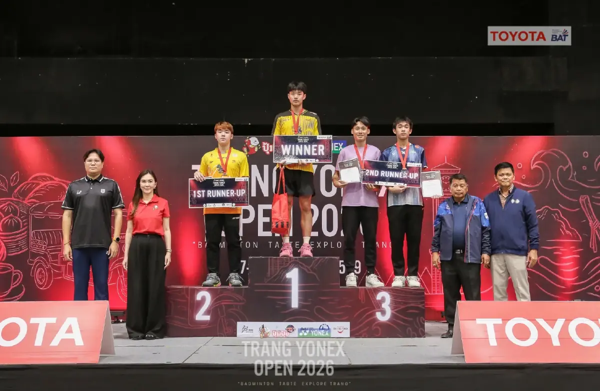 ปิดฉากยิ่งใหญ่ “Trang YONEX Open 2026” ดึงนักกีฬากว่า 1,000 คน สร้างเงินสะพัดในตรังกว่า 40 ล้านบาท