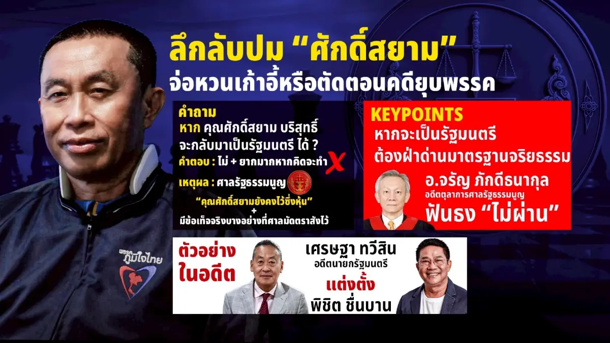 ไขคำตอบ ปมลับ “ศักดิ์สยาม” ลุ้นคัมแบ็ก รมต.ไหม หรือตัดตอนยุบพรรค