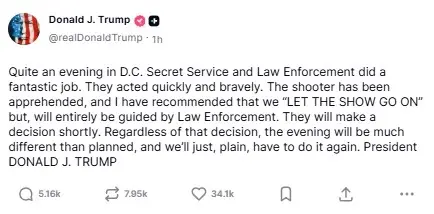 ด่วน! อพยพ "ทรัมป์-ผู้นำระดับสูง" รัว 8 นัดสนั่นวอชิงตัน! พร้อมจับกุมผู้ต้องสงสัย