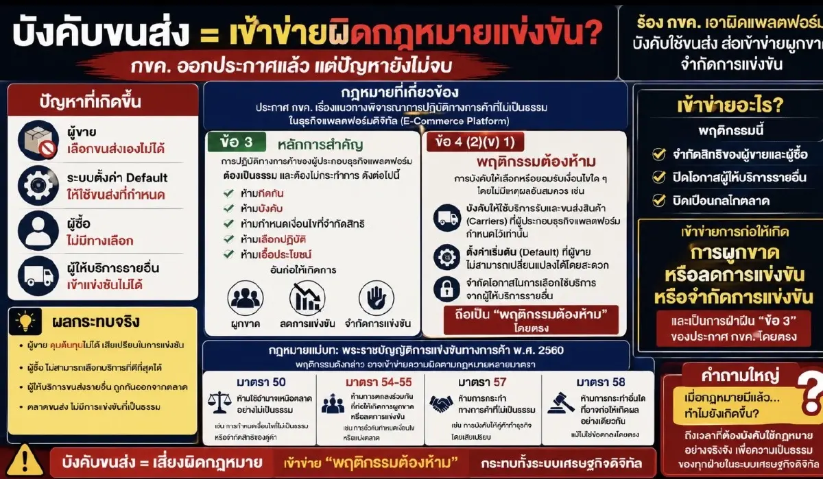 กระทุ้ง กขค.เอาผิดแพล็ตฟอร์มฝืนกฎหมายล็อกบริษัทขนส่ง